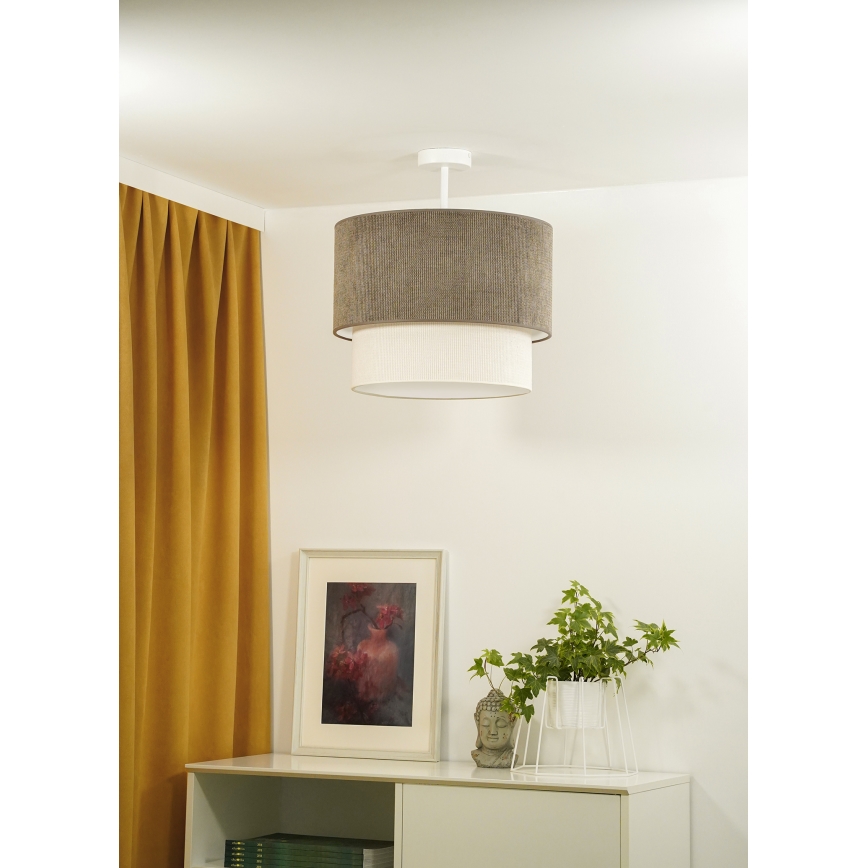 Duolla - Virsapmetuma lustra CORDUROY 1xE27/15W/230V d. 40 cm brūna/krēmkrāsa