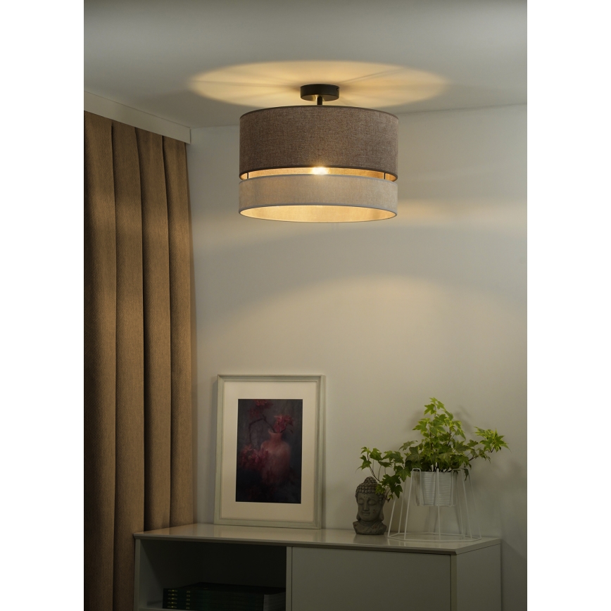 Duolla - Virsapmetuma lustra DOUBLE 1xE27/15W/230V d. 40 cm brūna/pelēka