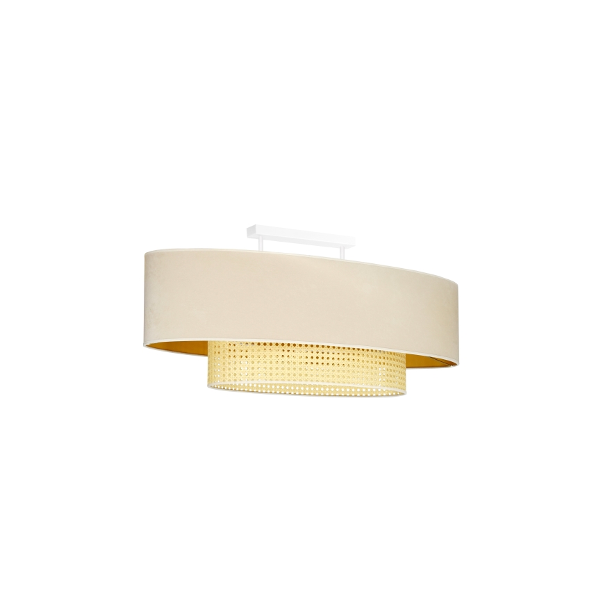 Duolla - Virsapmetuma lustra DOUBLE OVAL RATTAN 2xE27/15W/230V krēmkrāsa/rotanga