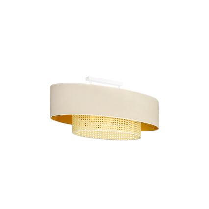 Duolla - Virsapmetuma lustra DOUBLE OVAL RATTAN 2xE27/15W/230V krēmkrāsa/rotanga