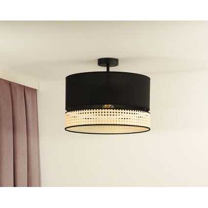 Duolla - Virsapmetuma lustra DOUBLE RATTAN 1xE27/15W/230V d. 40 cm melna/bēša