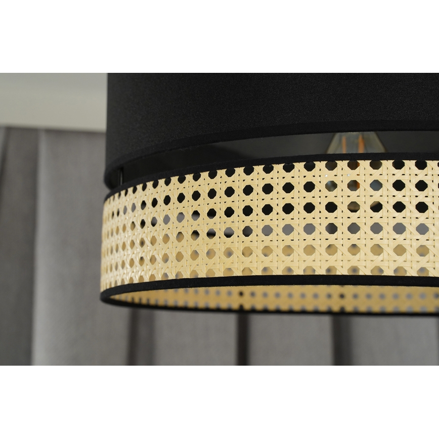 Duolla - Virsapmetuma lustra DOUBLE RATTAN 1xE27/15W/230V d. 40 cm melna/bēša