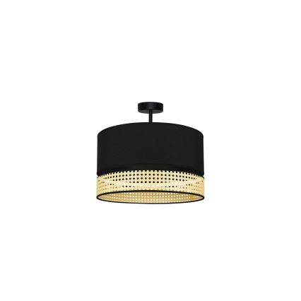 Duolla - Virsapmetuma lustra DOUBLE RATTAN 1xE27/15W/230V d. 40 cm melna/bēša