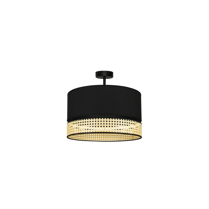 Duolla - Virsapmetuma lustra DOUBLE RATTAN 1xE27/15W/230V d. 40 cm melna/bēša