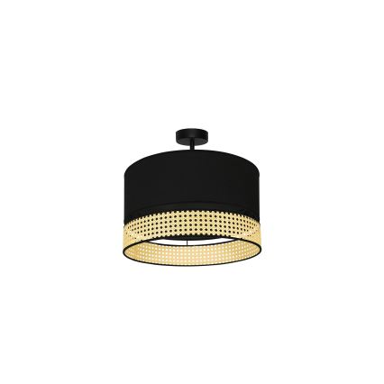 Duolla - Virsapmetuma lustra DOUBLE RATTAN 1xE27/15W/230V d. 40 cm melna/bēša