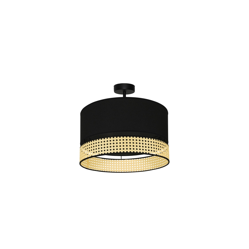 Duolla - Virsapmetuma lustra DOUBLE RATTAN 1xE27/15W/230V d. 40 cm melna/bēša