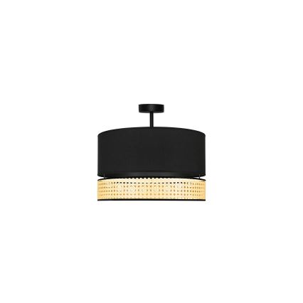 Duolla - Virsapmetuma lustra DOUBLE RATTAN 1xE27/15W/230V d. 40 cm melna/bēša