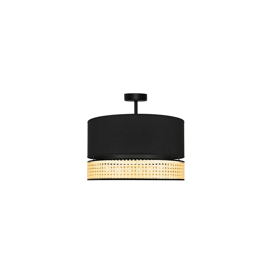 Duolla - Virsapmetuma lustra DOUBLE RATTAN 1xE27/15W/230V d. 40 cm melna/bēša