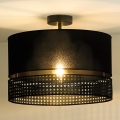 Duolla - Virsapmetuma lustra DOUBLE RATTAN 1xE27/15W/230V d. 40 cm melna