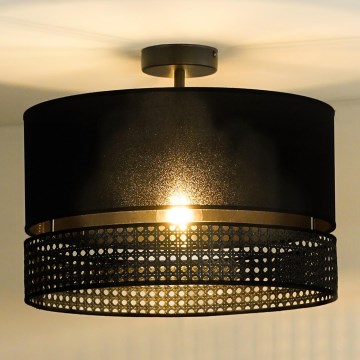 Duolla - Virsapmetuma lustra DOUBLE RATTAN 1xE27/15W/230V d. 40 cm melna
