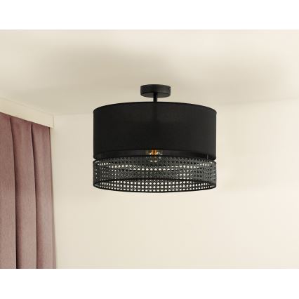 Duolla - Virsapmetuma lustra DOUBLE RATTAN 1xE27/15W/230V d. 40 cm melna