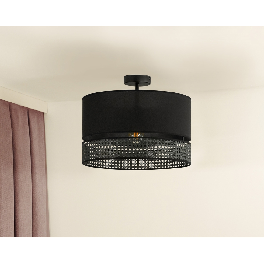 Duolla - Virsapmetuma lustra DOUBLE RATTAN 1xE27/15W/230V d. 40 cm melna