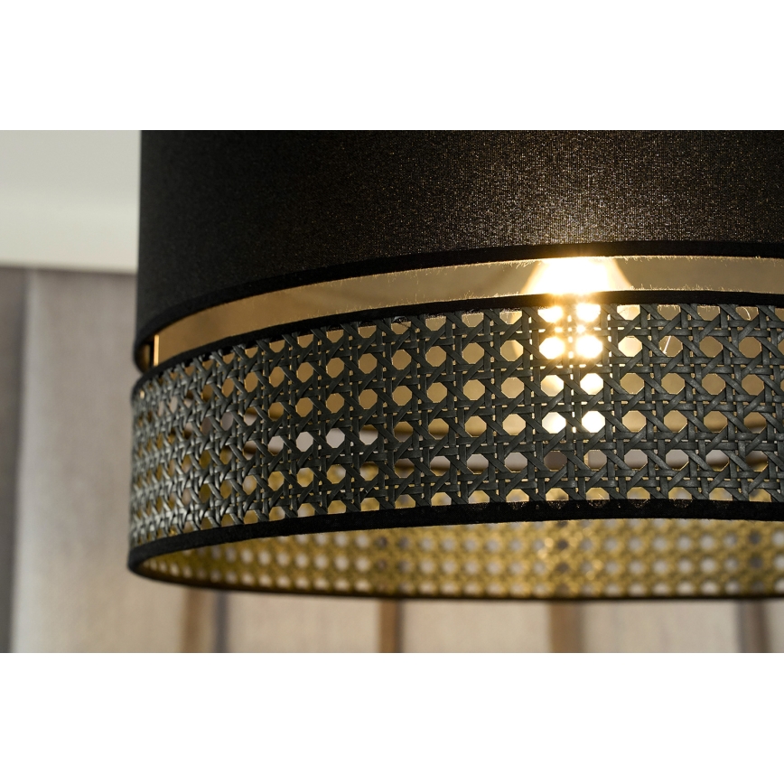 Duolla - Virsapmetuma lustra DOUBLE RATTAN 1xE27/15W/230V d. 40 cm melna