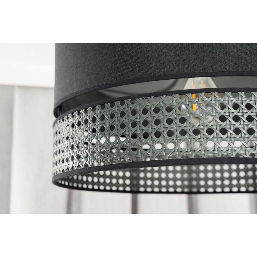 Duolla - Virsapmetuma lustra DOUBLE RATTAN 1xE27/15W/230V d. 40 cm melna
