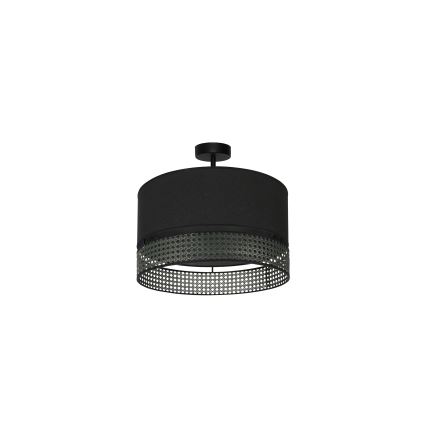 Duolla - Virsapmetuma lustra DOUBLE RATTAN 1xE27/15W/230V d. 40 cm melna