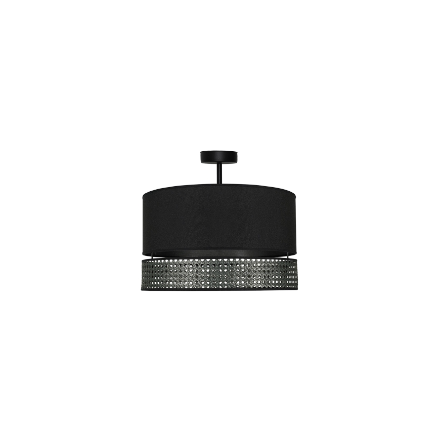 Duolla - Virsapmetuma lustra DOUBLE RATTAN 1xE27/15W/230V d. 40 cm melna