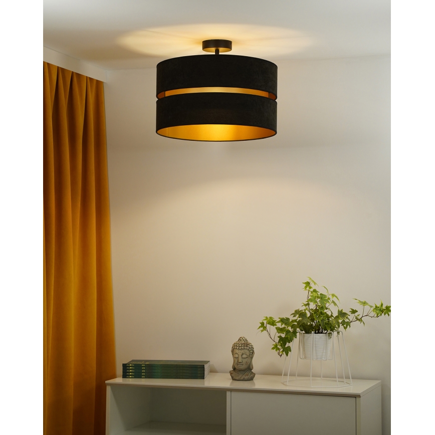 Duolla - Virsapmetuma lustra DUO 1xE27/15W/230V d. 40 cm melna/zelta