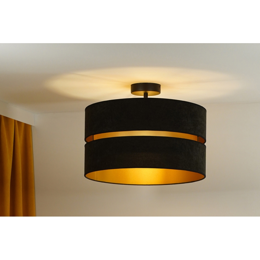 Duolla - Virsapmetuma lustra DUO 1xE27/15W/230V d. 40 cm melna/zelta