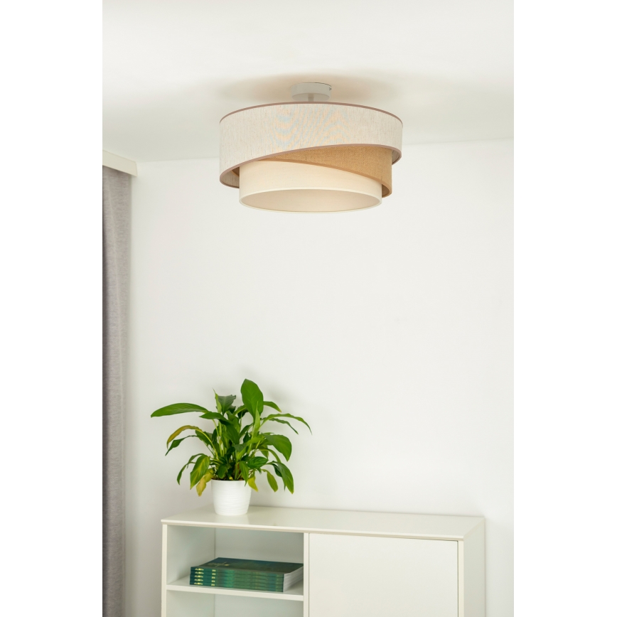 Duolla - Virsapmetuma lustra KOBO 1xE27/15W/230V d. 45 cm bēša/brūna/balta