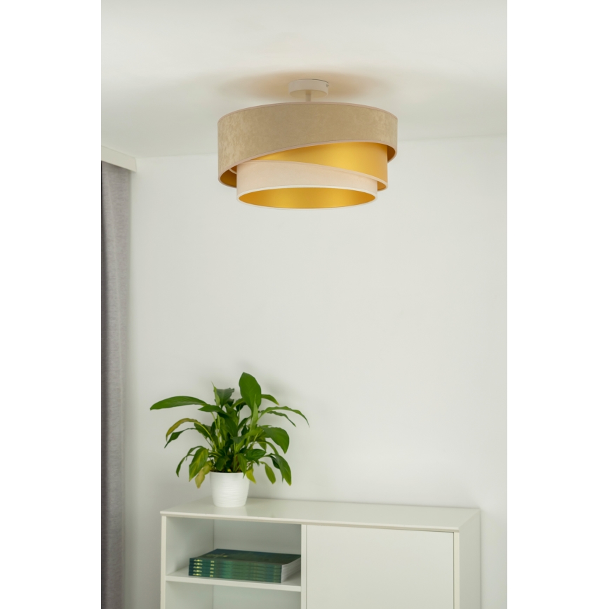 Duolla - Virsapmetuma lustra KOBO 1xE27/15W/230V d. 45 cm bēša/zelta/krēmkrāsa