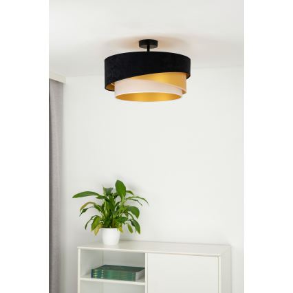 Duolla - Virsapmetuma lustra KOBO 1xE27/15W/230V d. 45 cm melna/zelta/krēmkrāsa