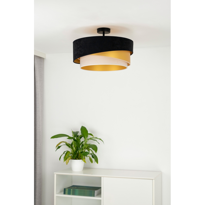 Duolla - Virsapmetuma lustra KOBO 1xE27/15W/230V d. 45 cm melna/zelta/krēmkrāsa