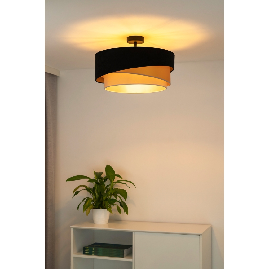 Duolla - Virsapmetuma lustra KOBO 1xE27/15W/230V d. 45 cm melna/zelta/krēmkrāsa