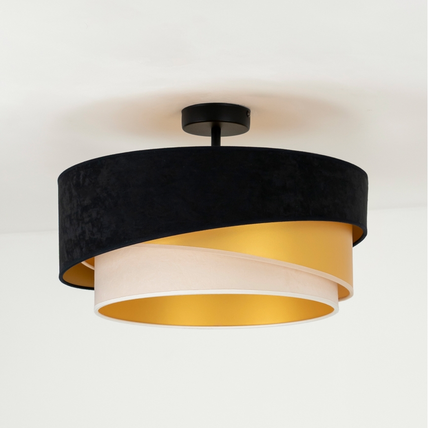 Duolla - Virsapmetuma lustra KOBO 1xE27/15W/230V d. 45 cm melna/zelta/krēmkrāsa