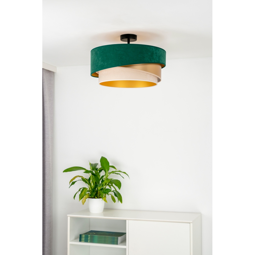 Duolla - Virsapmetuma lustra KOBO 1xE27/15W/230V d. 45 cm zaļa/zelta/krēmkrāsa