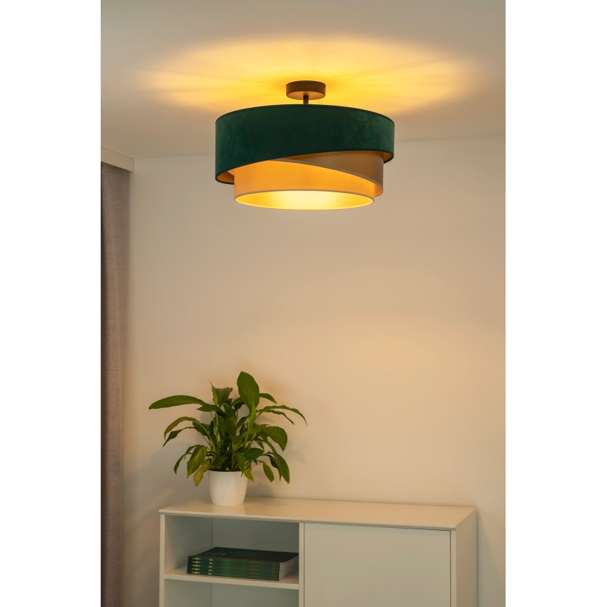Duolla - Virsapmetuma lustra KOBO 1xE27/15W/230V d. 45 cm zaļa/zelta/krēmkrāsa