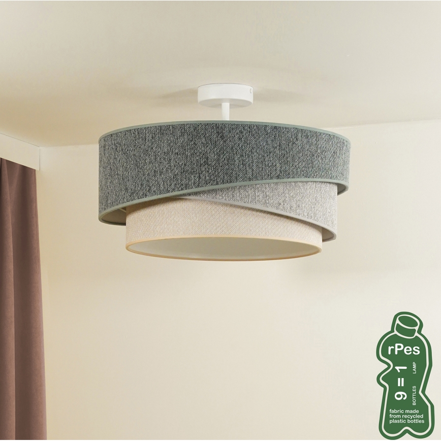 Duolla - Virsapmetuma lustra KOBO ECO RECYCLING 1xE27/15W/230V d. 45 cm zaļa/pelēka/krēmkrāsa