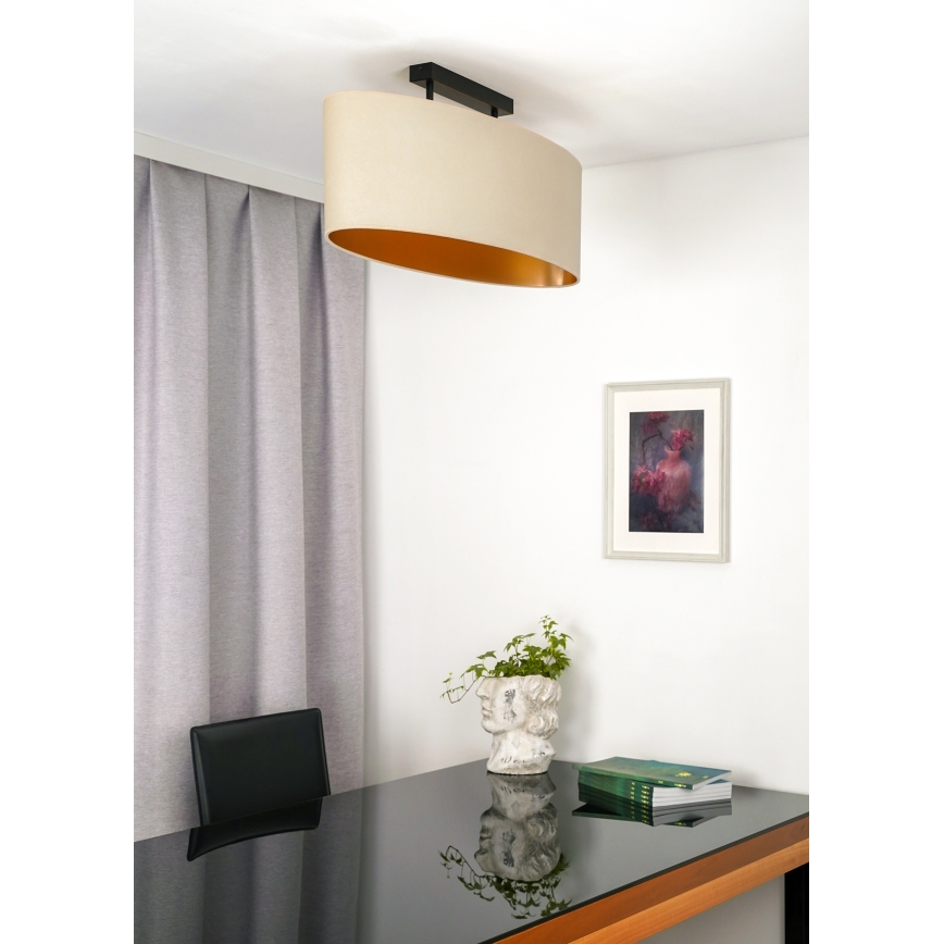 Duolla - Virsapmetuma lustra OVAL VEGAN 2xE27/15W/230V krēmkrāsa