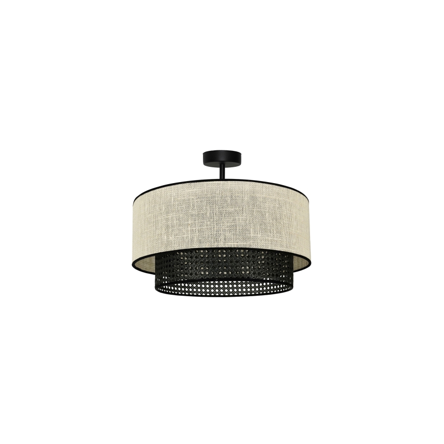 Duolla - Virsapmetuma lustra RATTAN YUTE 1xE27/15W/230V d. 45 cm krēmkrāsa/melna
