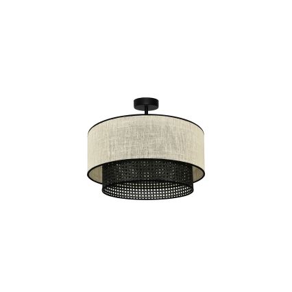 Duolla - Virsapmetuma lustra RATTAN YUTE 1xE27/15W/230V d. 45 cm krēmkrāsa/melna