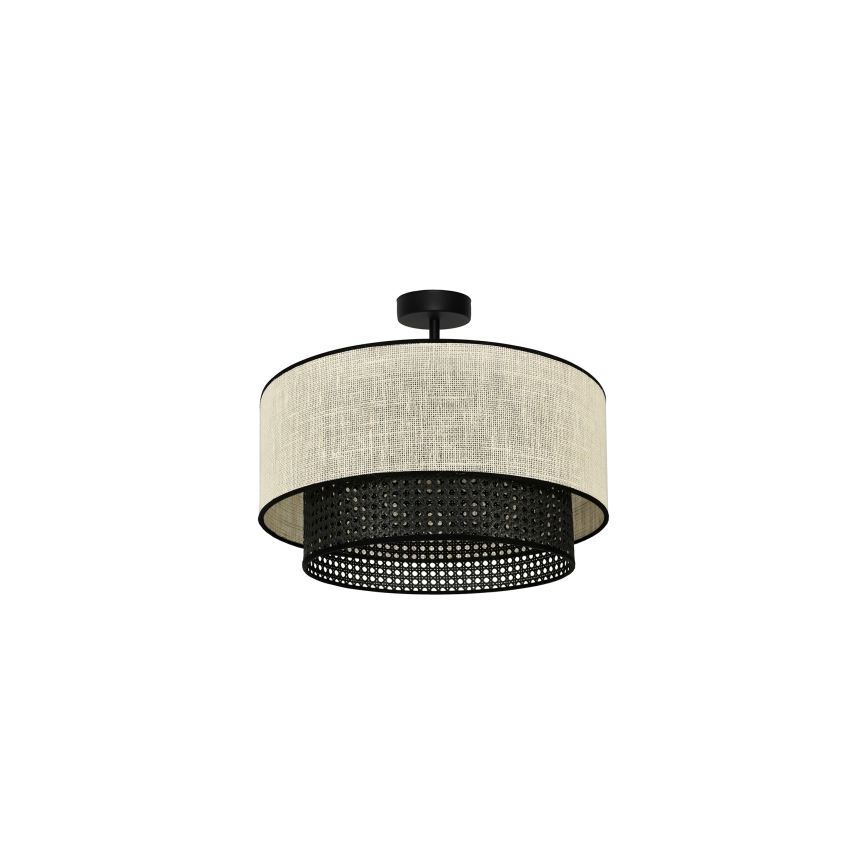 Duolla - Virsapmetuma lustra RATTAN YUTE 1xE27/15W/230V d. 45 cm krēmkrāsa/melna