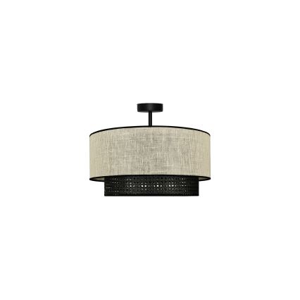Duolla - Virsapmetuma lustra RATTAN YUTE 1xE27/15W/230V d. 45 cm krēmkrāsa/melna