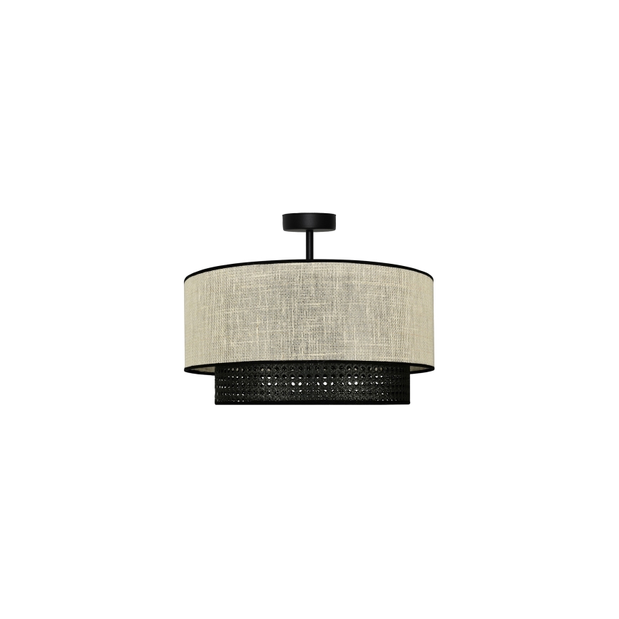 Duolla - Virsapmetuma lustra RATTAN YUTE 1xE27/15W/230V d. 45 cm krēmkrāsa/melna