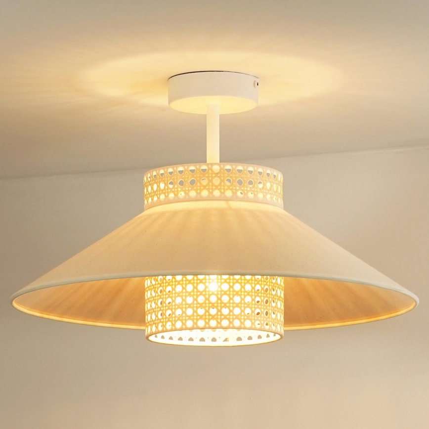 Duolla - Virsapmetuma lustra RIO RATTAN 1xE27/15W/230V d. 45 cm bēša/rotanga