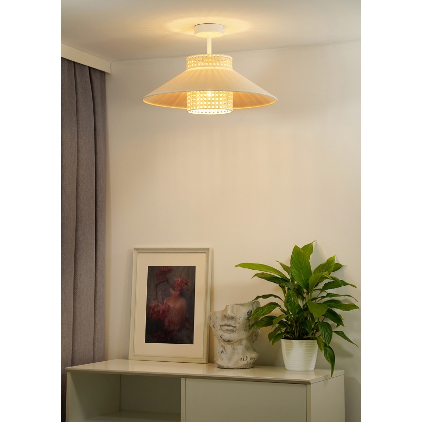 Duolla - Virsapmetuma lustra RIO RATTAN 1xE27/15W/230V d. 45 cm bēša/rotanga