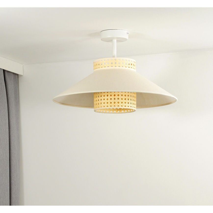 Duolla - Virsapmetuma lustra RIO RATTAN 1xE27/15W/230V d. 45 cm bēša/rotanga