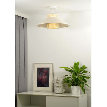 Duolla - Virsapmetuma lustra RIO RATTAN 1xE27/15W/230V d. 45 cm bēša/rotanga