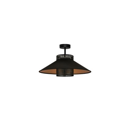Duolla - Virsapmetuma lustra RIO RATTAN 1xE27/15W/230V d. 45 cm melna/zelta