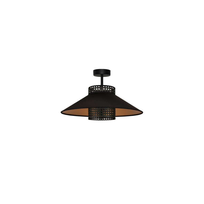 Duolla - Virsapmetuma lustra RIO RATTAN 1xE27/15W/230V d. 45 cm melna/zelta