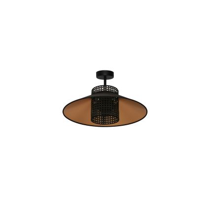 Duolla - Virsapmetuma lustra RIO RATTAN 1xE27/15W/230V d. 45 cm melna/zelta