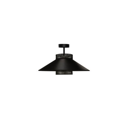Duolla - Virsapmetuma lustra RIO RATTAN 1xE27/15W/230V d. 45 cm melna/zelta