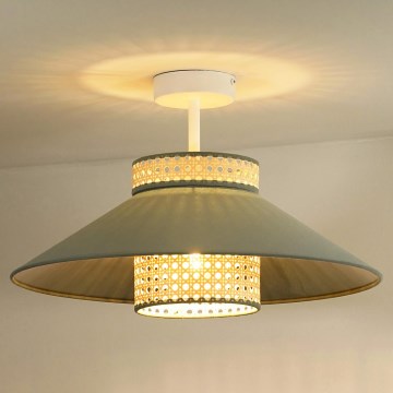 Duolla - Virsapmetuma lustra RIO RATTAN 1xE27/15W/230V d. 45 cm zaļa/rotanga