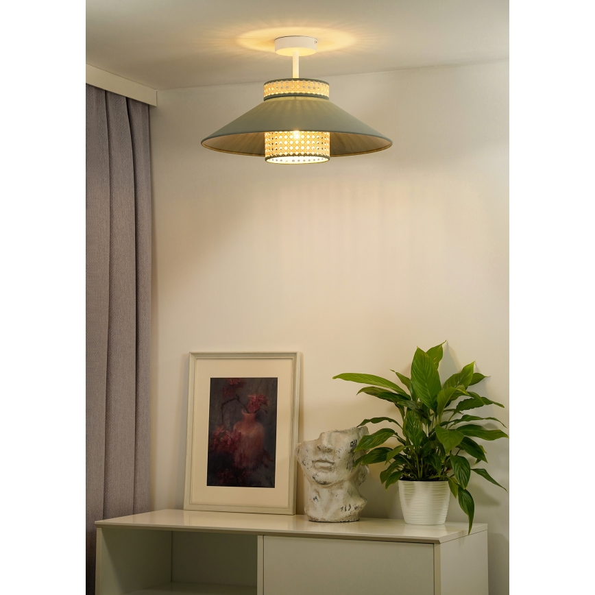 Duolla - Virsapmetuma lustra RIO RATTAN 1xE27/15W/230V d. 45 cm zaļa/rotanga