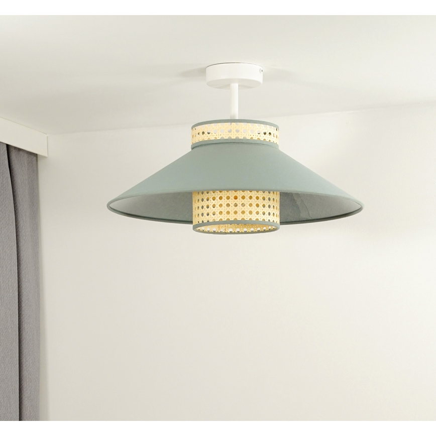 Duolla - Virsapmetuma lustra RIO RATTAN 1xE27/15W/230V d. 45 cm zaļa/rotanga