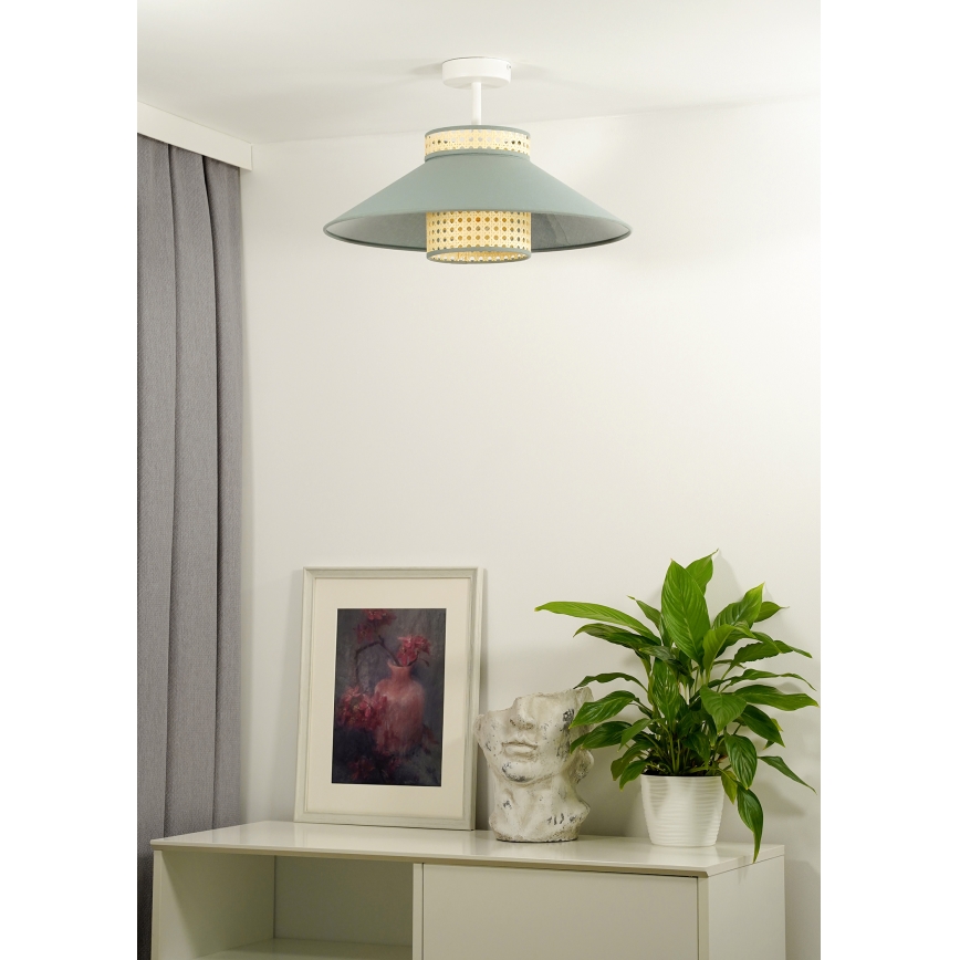 Duolla - Virsapmetuma lustra RIO RATTAN 1xE27/15W/230V d. 45 cm zaļa/rotanga