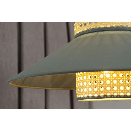 Duolla - Virsapmetuma lustra RIO RATTAN 1xE27/15W/230V d. 45 cm zaļa/rotanga